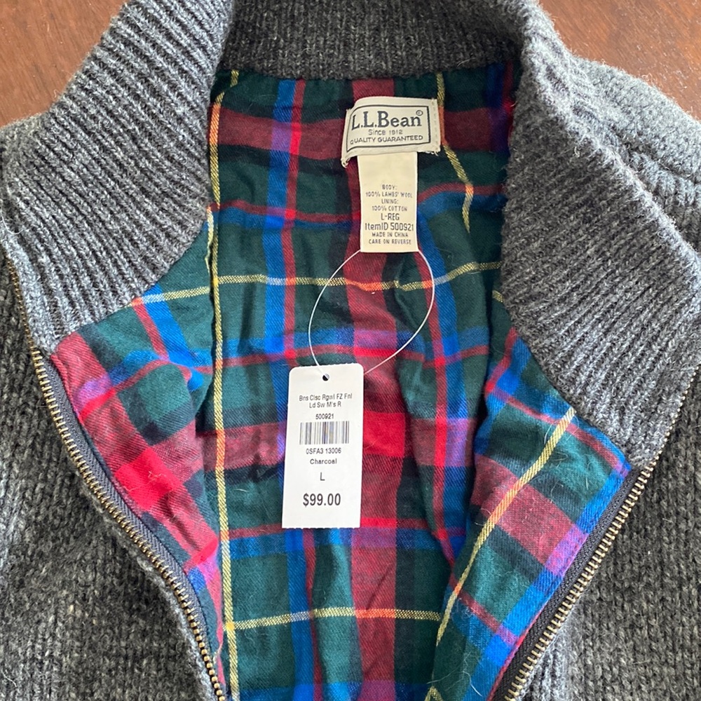 NWT. LL Bean Mens 100% Lambs Wool Coat